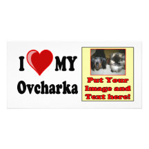 Amo (corazón) mi perro de Ovcharka Tarjeta Fotográfica