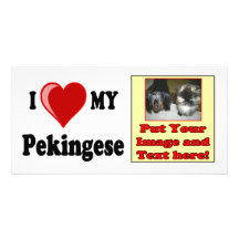 Amo (corazón) mi perro de Pekingese Tarjeta Fotografica Personalizada