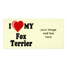 Amo (corazón) mi perro del fox terrier tarjetas personales con fotos