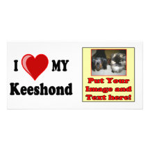 Amo (corazón) mi perro del Keeshond Tarjetas Fotograficas Personalizadas