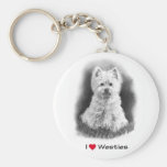 Amo (corazón) Westies: Dibujo de lápiz Llavero Personalizado