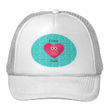 Amo corazones de la turquesa de los búhos gorras