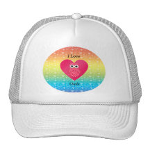 Amo corazones rosados del arco iris de los búhos gorras de camionero