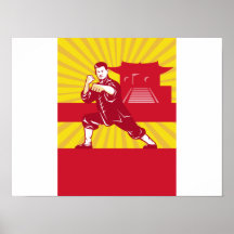 Amo de los artes marciales de Shaolin Kung Fu retr Impresiones