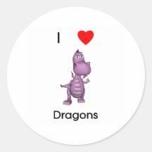 Amo dragones etiquetas redondas