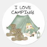 Amo el acampar etiqueta