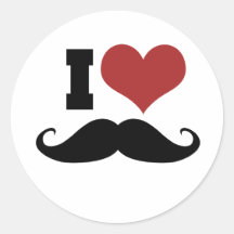 Amo el bigote etiqueta redonda