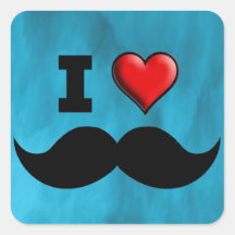 Amo el bigote Stache del bigote Calcomania Cuadradas Personalizadas