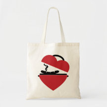 Amo el bolso de compras de la parrilla bolsas lienzo