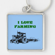 Amo el campo del tractor de cultivo llaveros personalizados
