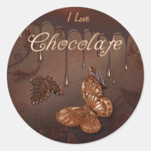 Amo el chocolate pegatina redonda