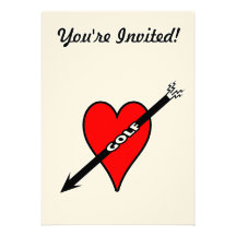 Amo el corazón del golf invitaciones personalizada