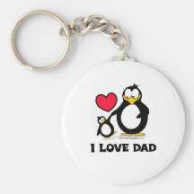 Amo el corazón del pingüino del papá llaveros personalizados
