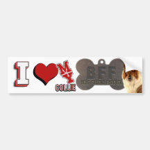 AMO EL CORAZÓN MI COLLIE DOGTAG BFF ETIQUETA DE PARACHOQUE