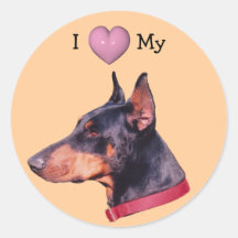 Amo el corazón mi pegatina del perro del Doberman