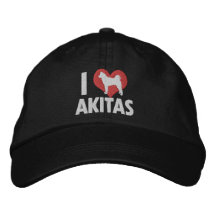 Amo el gorra bordado Akitas (oscuro) Gorras Bordadas