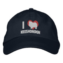 Amo el gorra bordado Keeshonden (oscuro) Gorras Bordadas