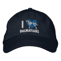 Amo el gorra bordado los Dalmatians (azul) Gorra Bordada