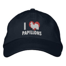 Amo el gorra bordado Papillons (oscuro) Gorras Bordadas