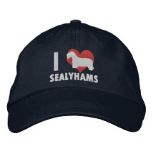 Amo el gorra bordado Sealyhams (oscuro) Gorra Bordada