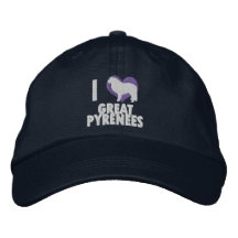 Amo el gran gorra bordado de los Pirineos (azul) Gorra De Béisbol