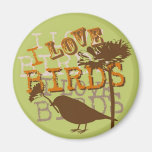 Amo el imán del diseño de los pájaros