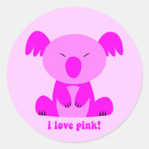 Amo el oso de koala rosado etiqueta
