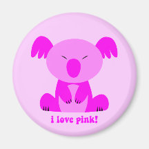 Amo el oso de koala rosado iman de nevera