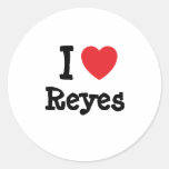 Amo el personalizado del corazón de Reyes personal Pegatina Redonda