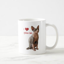 Amo gatos de la esfinge tazas de café