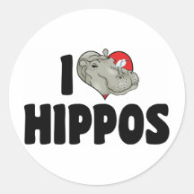 Amo hipopótamos pegatinas redondas