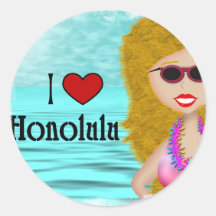 Amo Honolulu Etiquetas Redondas