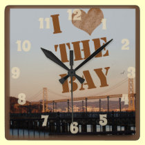 ¡Amo la bahía! reloj de pared
