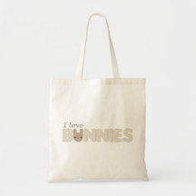 Amo la bolsa de asas de Brown de los conejitos