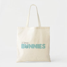 Amo la bolsa de asas del azul de los conejitos