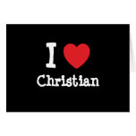 Amo la camiseta cristiana del corazón tarjeta