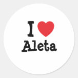 Amo la camiseta del corazón de Aleta Etiqueta Redonda