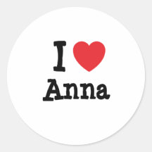 Amo la camiseta del corazón de Ana Pegatina Redonda