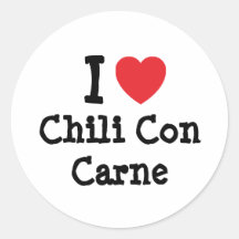 Amo la camiseta del corazón de chili con carne etiqueta redonda