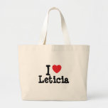 Amo la camiseta del corazón de Leticia Bolsas Lienzo