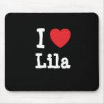 Amo la camiseta del corazón de Lila Tapetes De Ratón