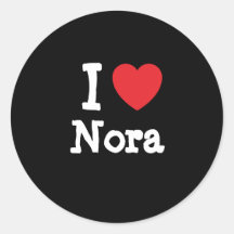 Amo la camiseta del corazón de Nora Pegatinas Redondas
