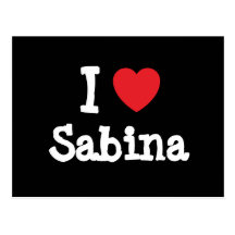 Amo la camiseta del corazón de Sabina Tarjeta Postal