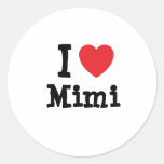 Amo la camiseta del corazón Mimi Pegatina Redonda