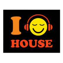 Amo la cara sonriente de la música de la casa con  postal