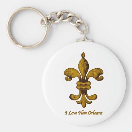 Amo la flor de lis del oro de New Orleans Llaveros Personalizados