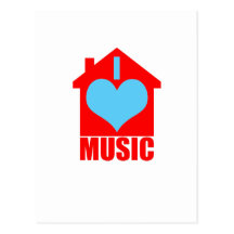 Amo la música de la casa - casa del corazón postales