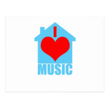 Amo la música de la casa - casa del corazón postales