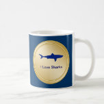 Amo la taza de la bebida de los tiburones