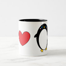 amo la taza de los pingüinos